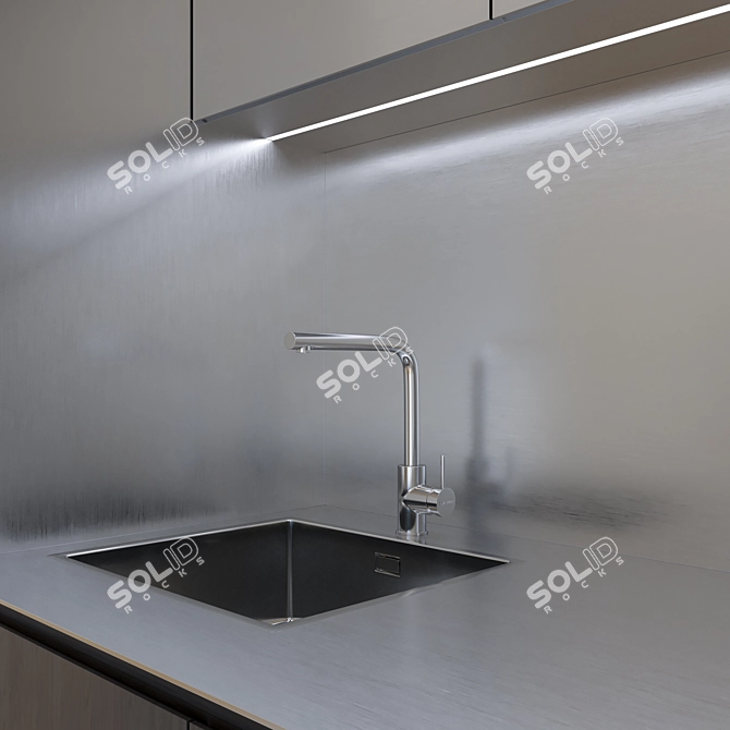 Modern Kitchen Set: BRADANO NOTICE Tap, BRADANIT 51U Sink and MIELE KM6320 Stove 3D model image 2