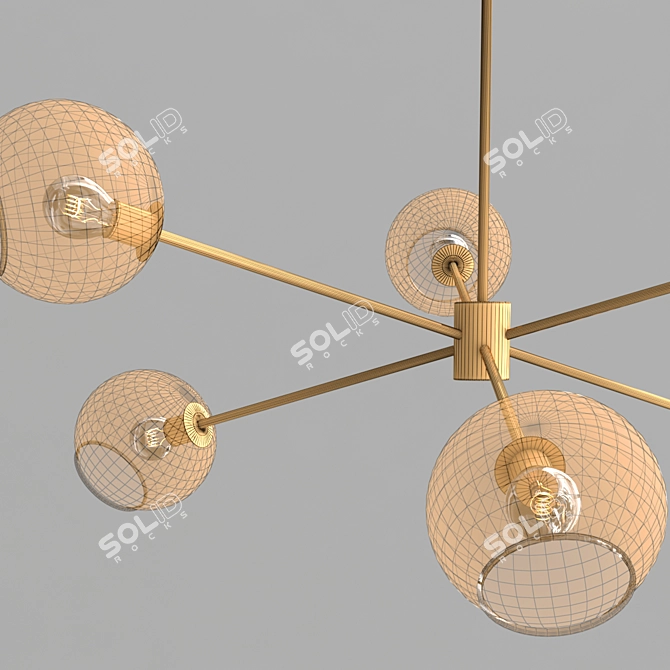 Vintage-inspired Staggered Glass Chandelier 3D model image 2