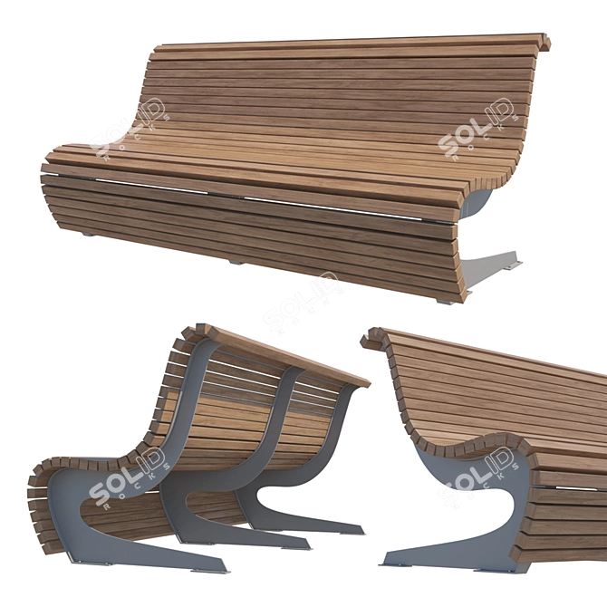 Sleek Park Bench with 12K Polygons 3D model image 1