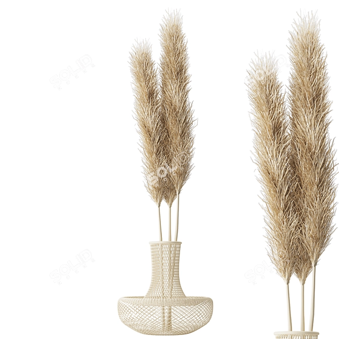Elegant Faux Pampas Grass Decor 3D model image 1