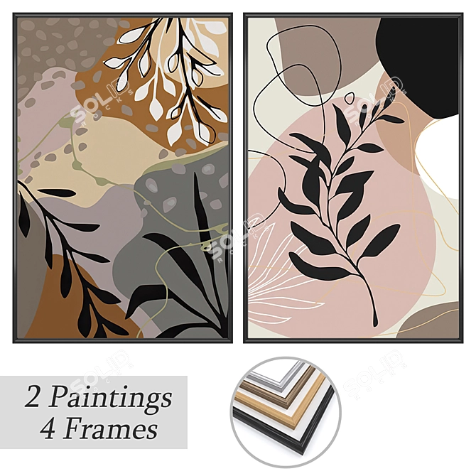 Elegant Art Set: Paintings 3D model image 1