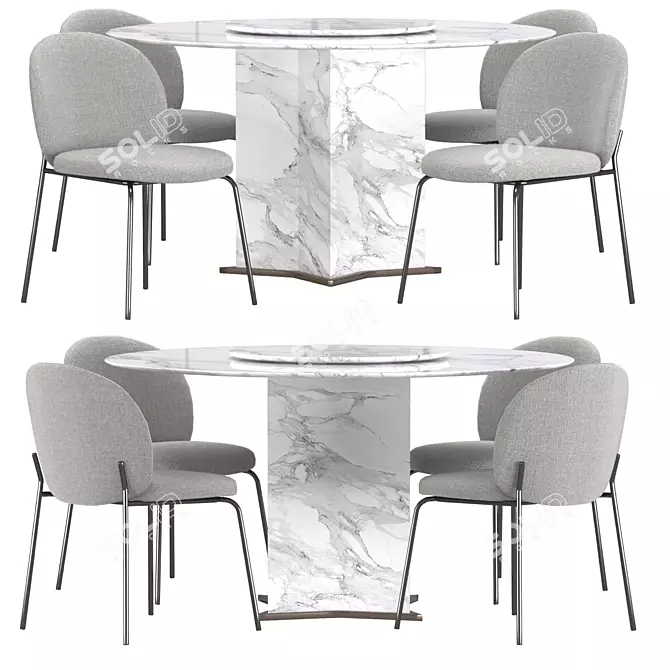 Elegant Stile Marble Dining Set 3D model image 1