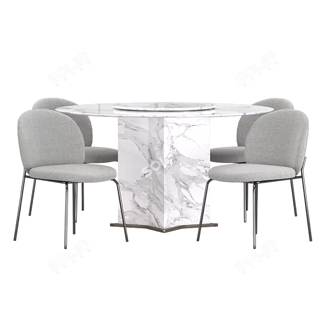 Elegant Stile Marble Dining Set 3D model image 2