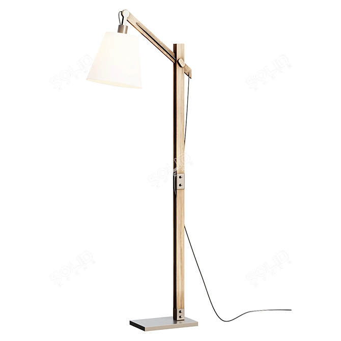 Rustic Wood Arc Floor Lamp 3D model image 1