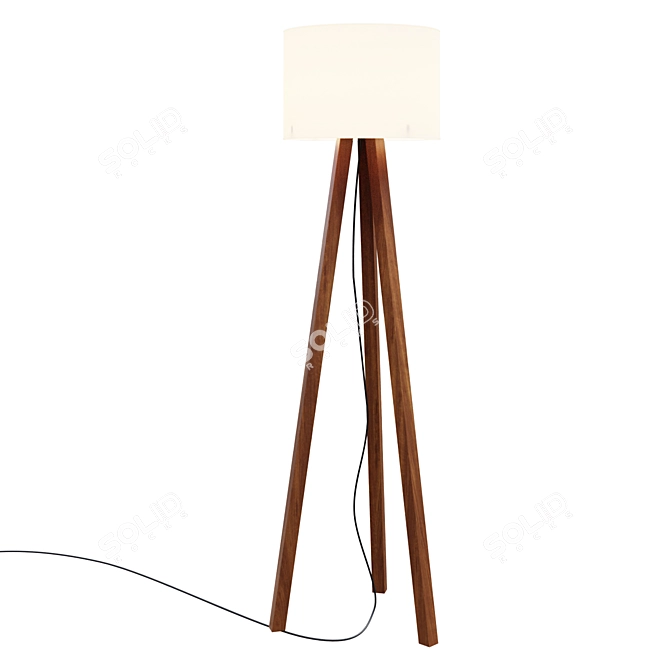 Sleek Wood Tripod Floor Lamp 3D model image 1