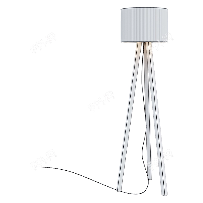Sleek Wood Tripod Floor Lamp 3D model image 2