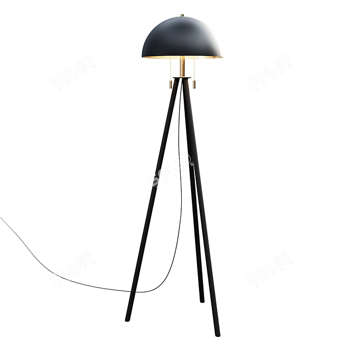 Sleek Tripod Dome Floor Lamp 3D model image 1