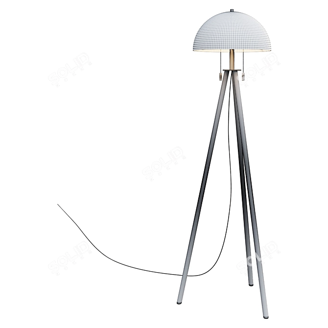 Sleek Tripod Dome Floor Lamp 3D model image 2