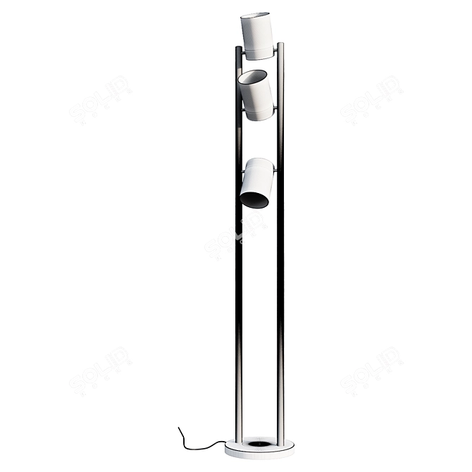 Stylish Triple Light Tower Lamp 3D model image 2