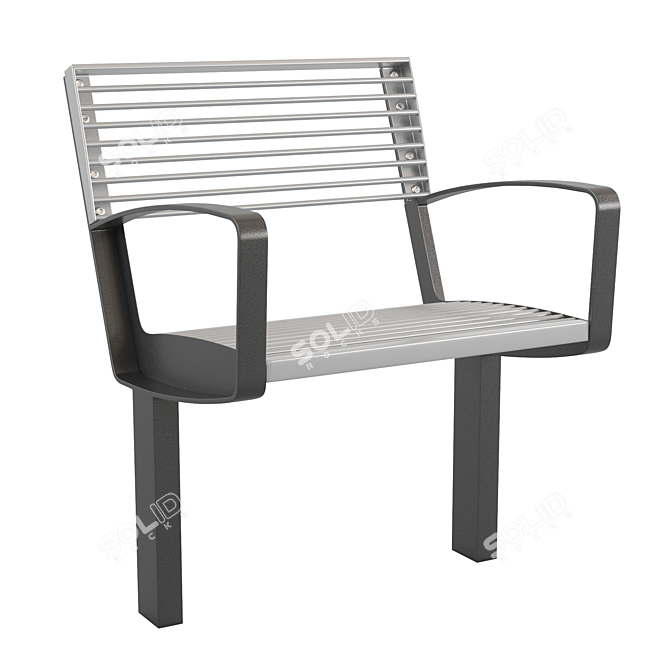 Intervera Outdoor Park Benches - Stylish and Durable 3D model image 2