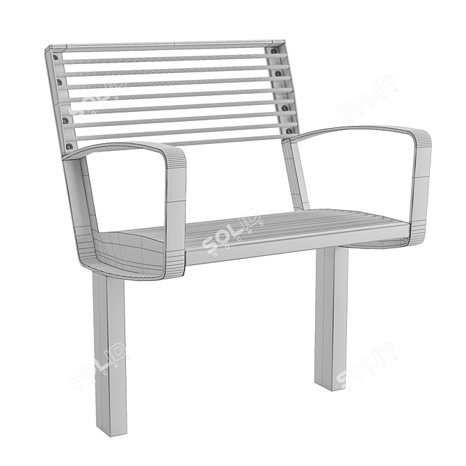 Intervera Outdoor Park Benches - Stylish and Durable 3D model image 5