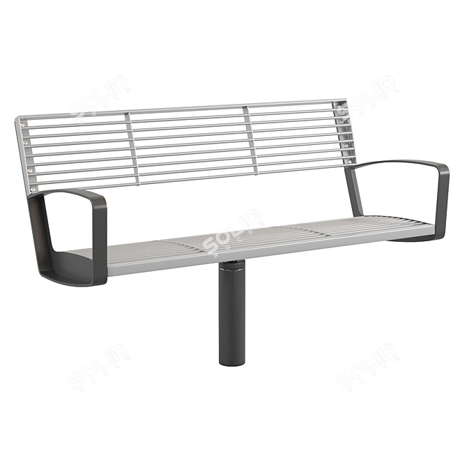 Sleek Steel Outdoor Park Benches 3D model image 1