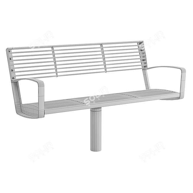 Sleek Steel Outdoor Park Benches 3D model image 5