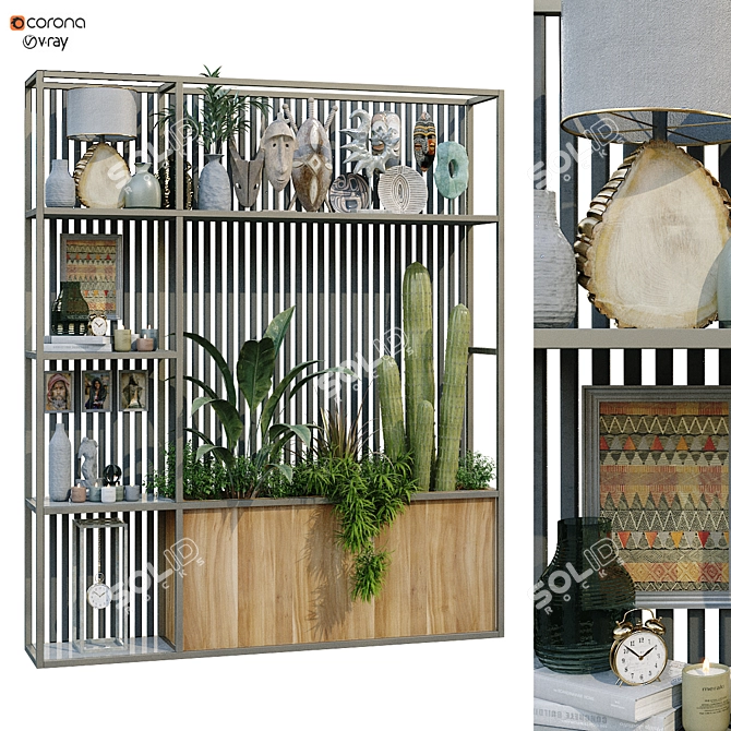 Green Oasis Vertical Room Divider 3D model image 1