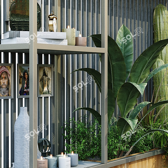 Green Oasis Vertical Room Divider 3D model image 3