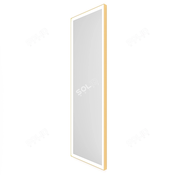 Elegant Brass Framed Rectangular Mirror 3D model image 2