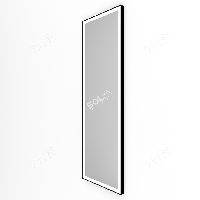 Elegant Brass Framed Rectangular Mirror 3D model image 3