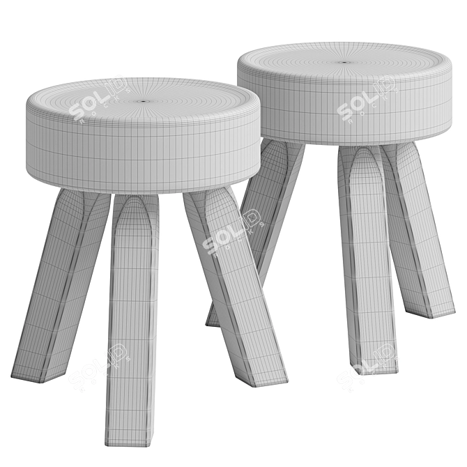 Frama AML Stool: Timeless Design, Pine 3D model image 3