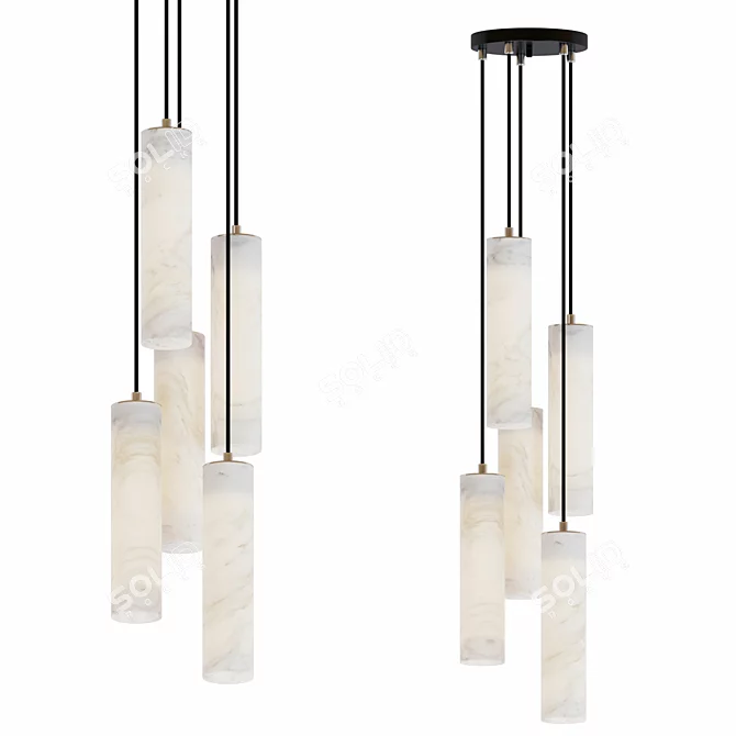 Elegant Marble Suspension Lamps 3D model image 1