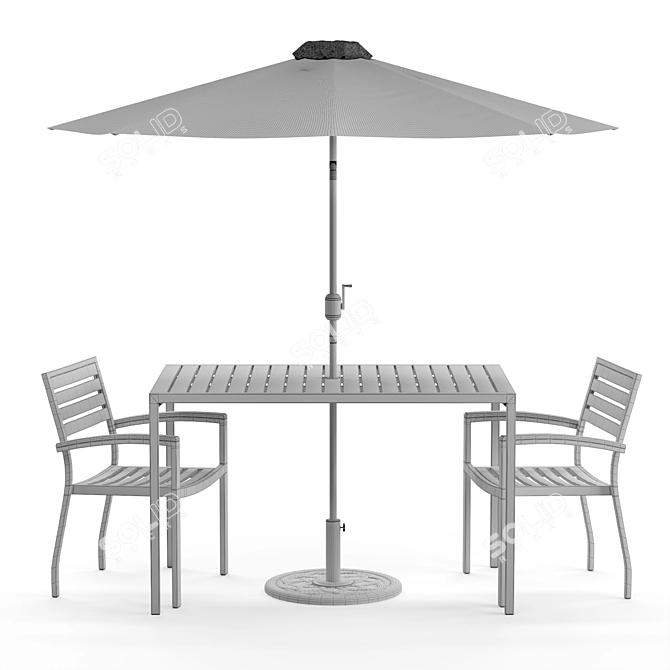 Outdoor Patio Bistro Set with Umbrella 3D model image 3