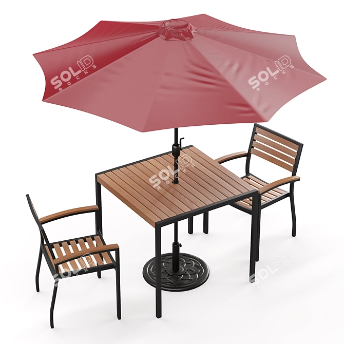 Outdoor Patio Bistro Set with Umbrella 3D model image 5