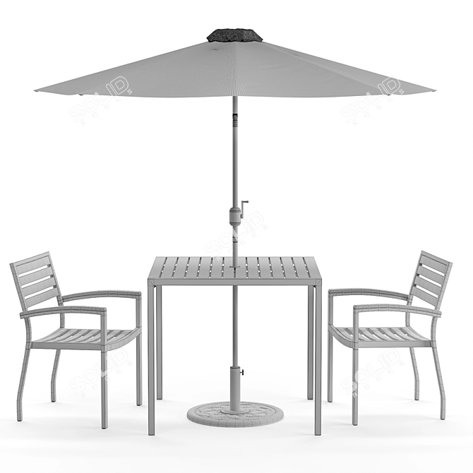 Outdoor Patio Bistro Set with Umbrella 3D model image 8