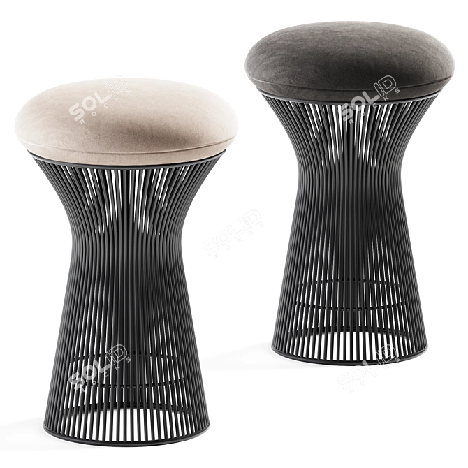 Sleek Silver Stool: Platner 3D model image 1