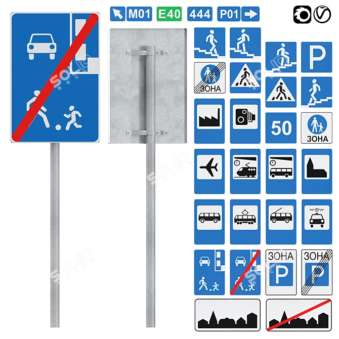 Multi-Purpose Sign Set 3D model image 1