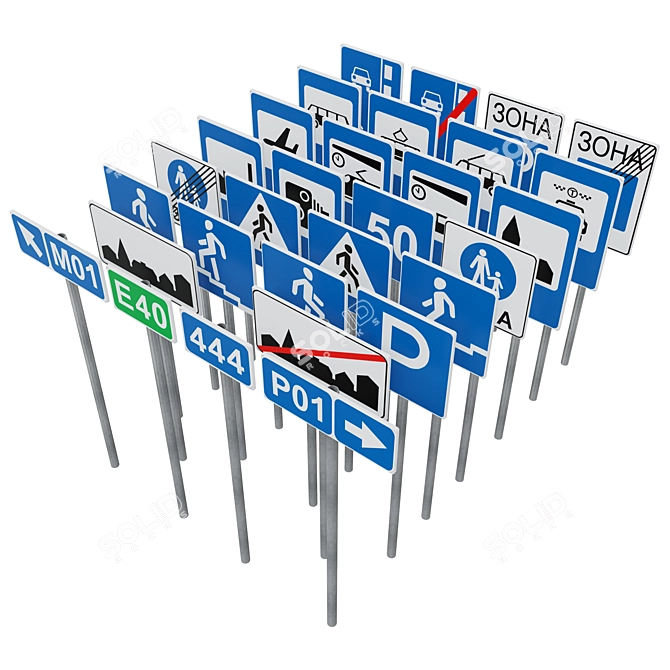 Multi-Purpose Sign Set 3D model image 3