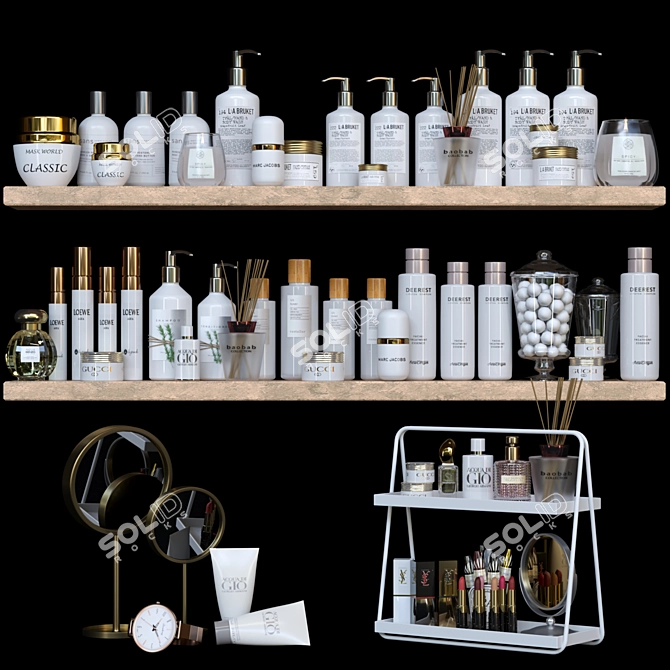 Bathroom Essentials Collection: Soap, Cosmetics, Mirror, Gel, Lotion 3D model image 1