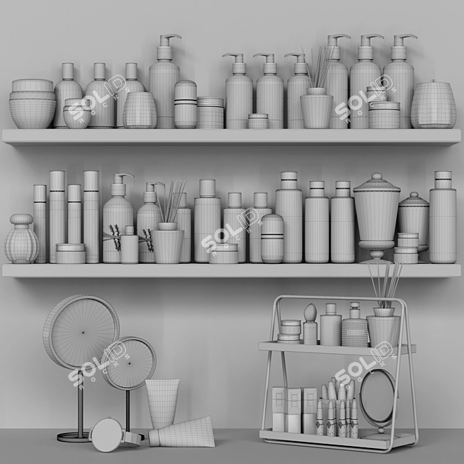 Bathroom Essentials Collection: Soap, Cosmetics, Mirror, Gel, Lotion 3D model image 2