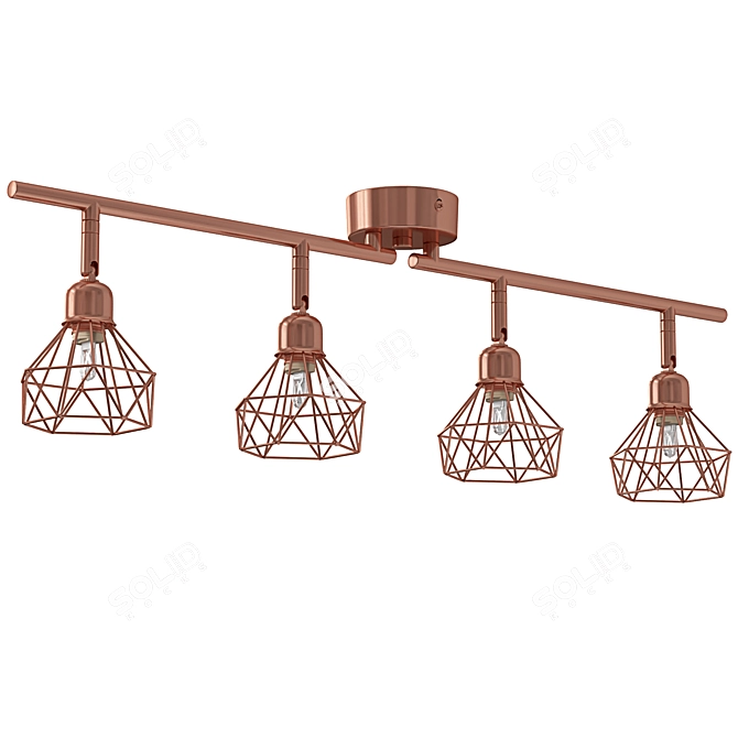 Modern 4-Light Metal Ceiling Lamp 3D model image 2