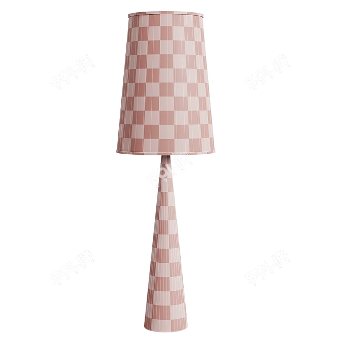 Elegant Walnut Wood and Linen Floor Lamp 3D model image 5