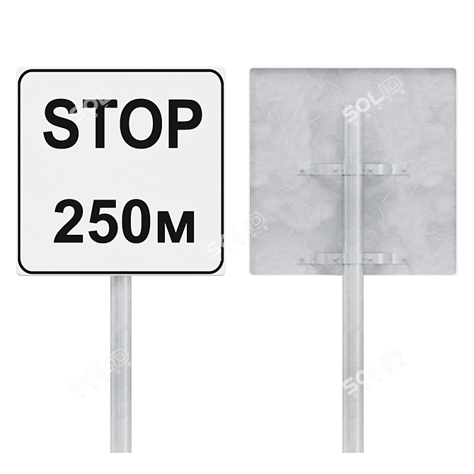 Road Sign Plates Set: 600mm x 80mm x 2000mm 3D model image 2