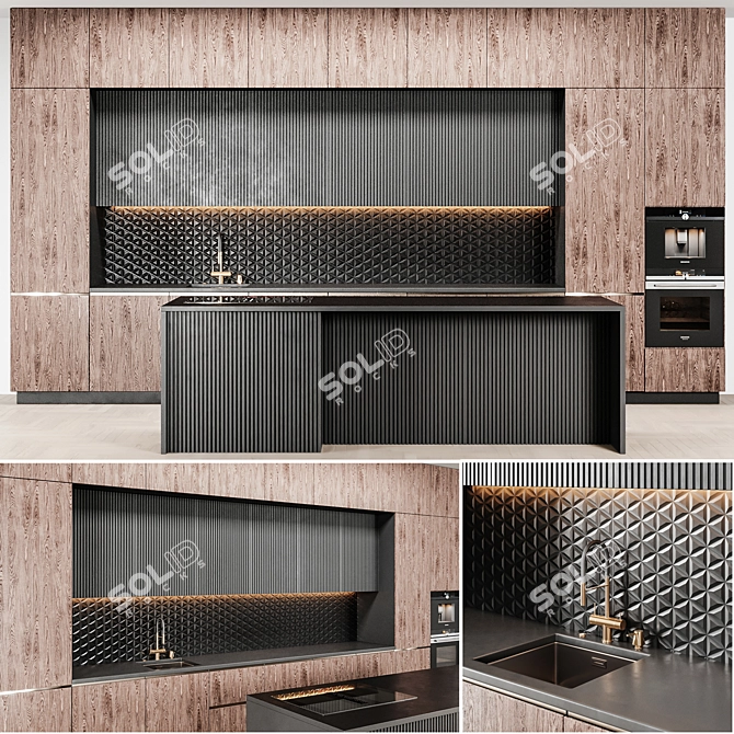 Modern90 - Customizable Kitchen 3D model image 1