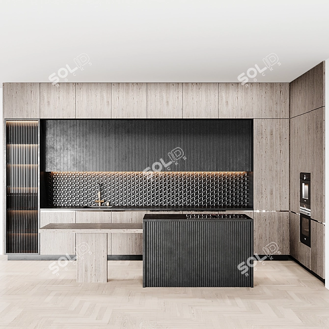 Modern90 - Customizable Kitchen 3D model image 2