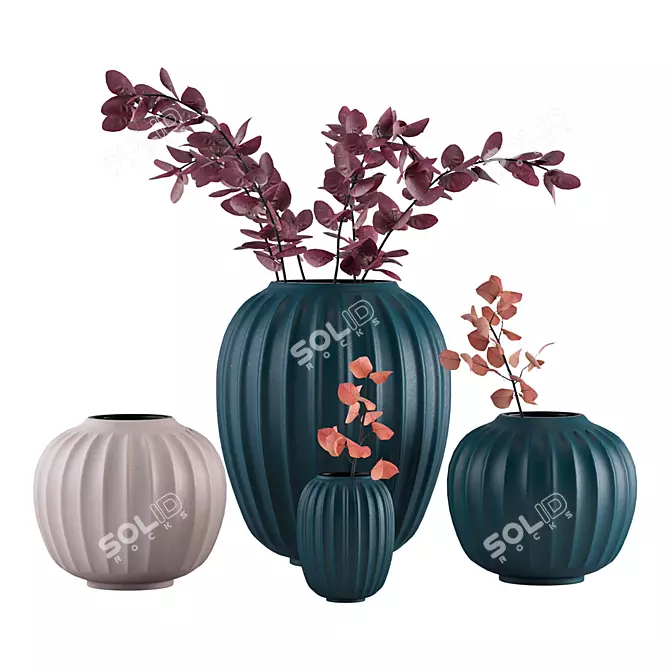 Artificial Plants Vase Set 3D model image 1