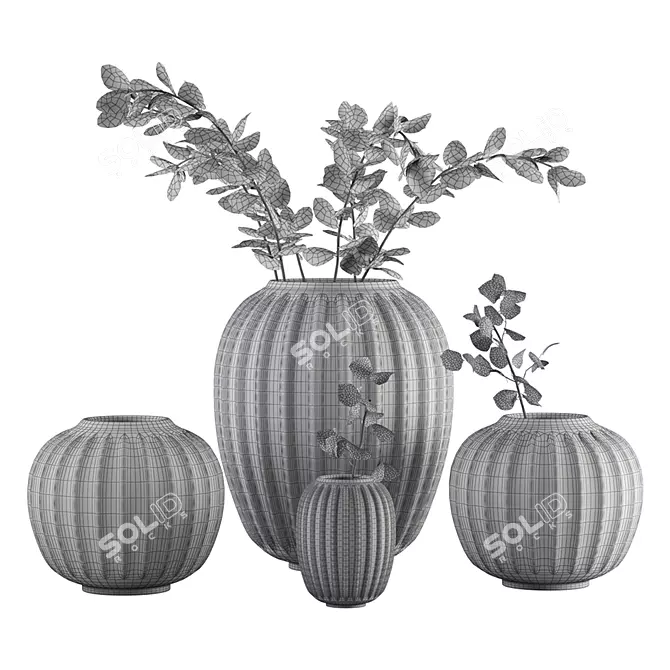 Artificial Plants Vase Set 3D model image 2