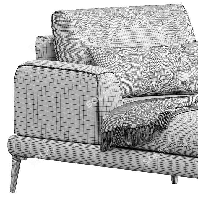 Elegant Classic Récamière: Timeless Comfort 3D model image 5