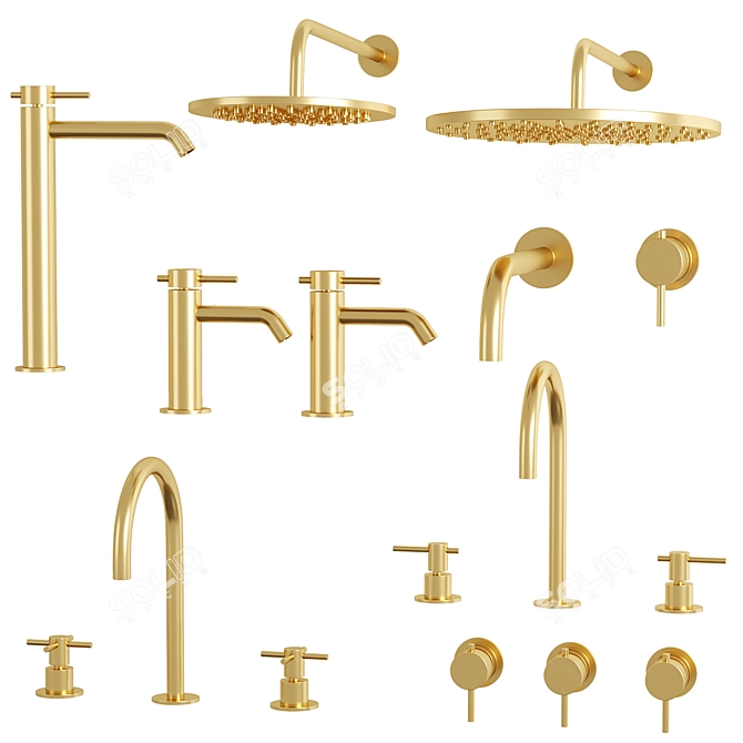 Zucchetti 3-Piece Taps & Showers Set 3D model image 3