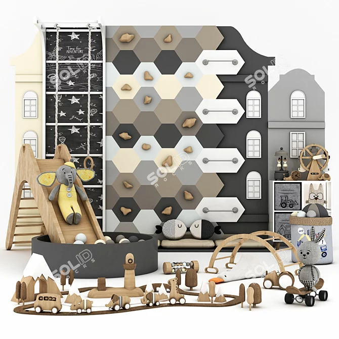 Playful Interiors: Toy & Furniture Set 3D model image 1