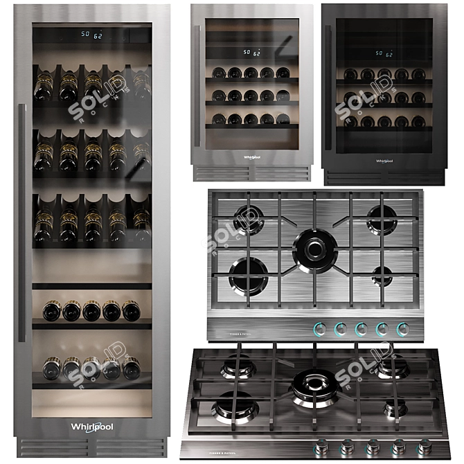 Premium Kitchen Appliance Set: Whirlpool & Fisher&Paykel 3D model image 2
