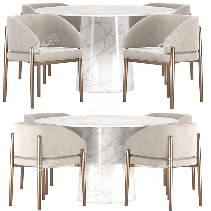 Elegant Dining Set by Porro 3D model image 1