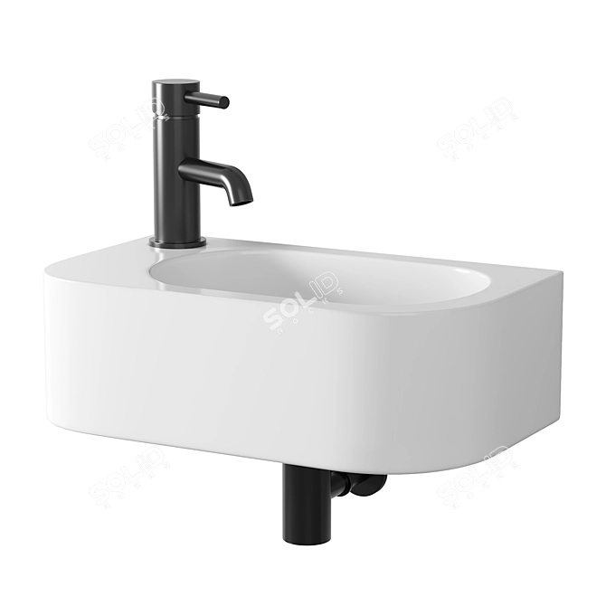 Elegant Curved Wall Hung Basin 3D model image 1