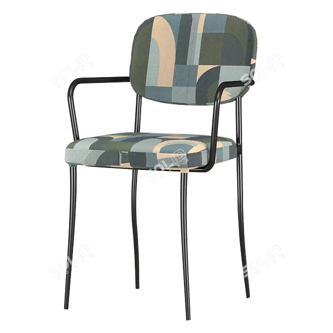 Elegant Beige Upholstered Armchair 3D model image 1