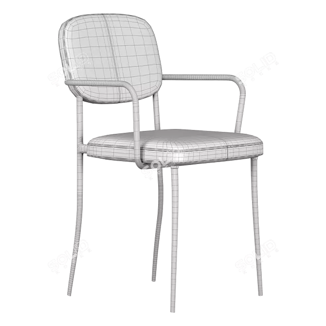 Elegant Beige Upholstered Armchair 3D model image 2