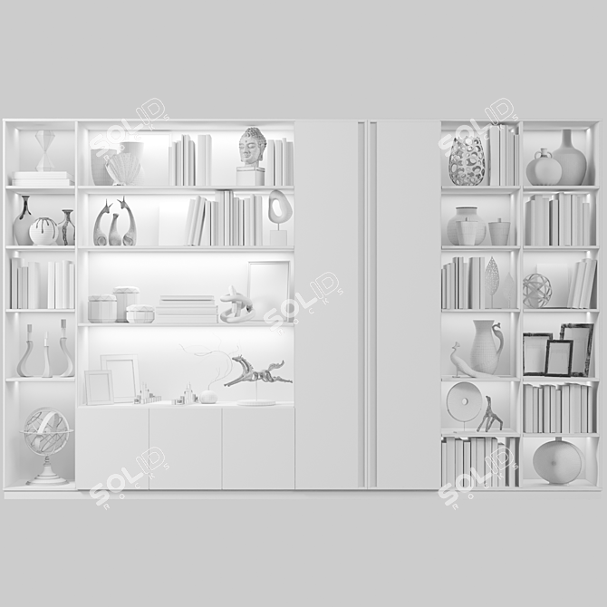 Versatile Decor Wardrobe: Books, Vase, Sculpture 3D model image 2