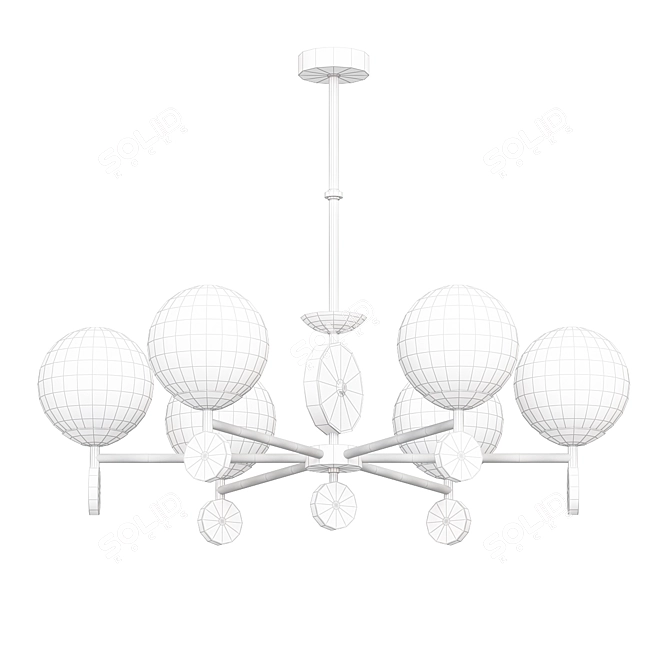 Elegant Silver Pendant Chandelier 3D model image 2