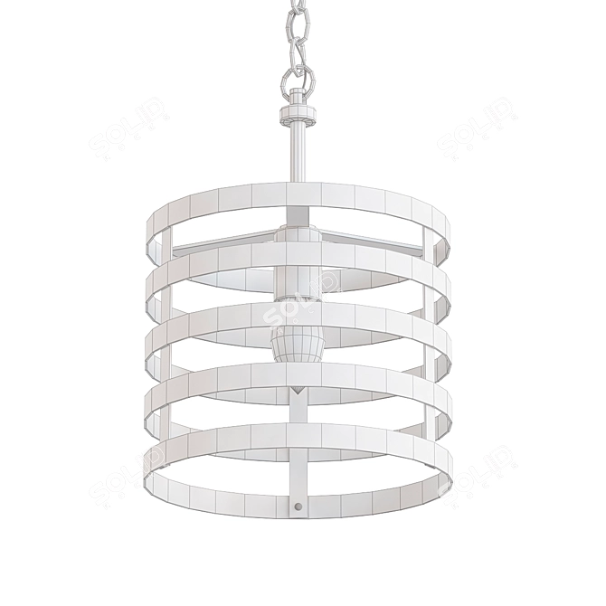 Elegant Gold Stripes Chandelier 3D model image 2