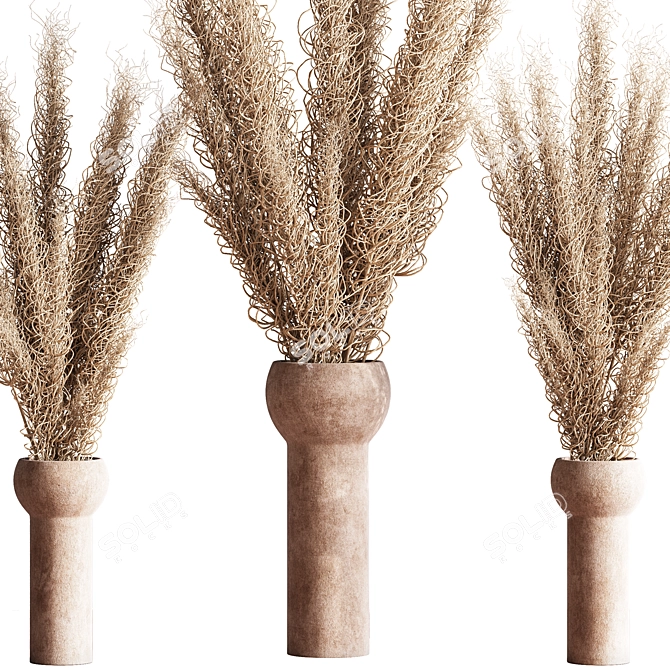 Elegant Dried Flower Vase 3D model image 4